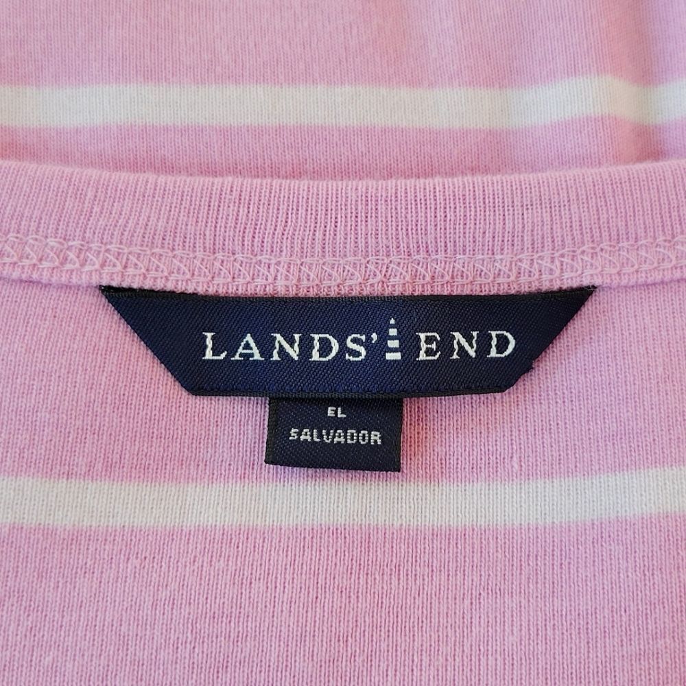 Lands' End Purple Striped V-neck Short Sleeve 100% Cotton T-shirt Size S - Picture 6 of 8